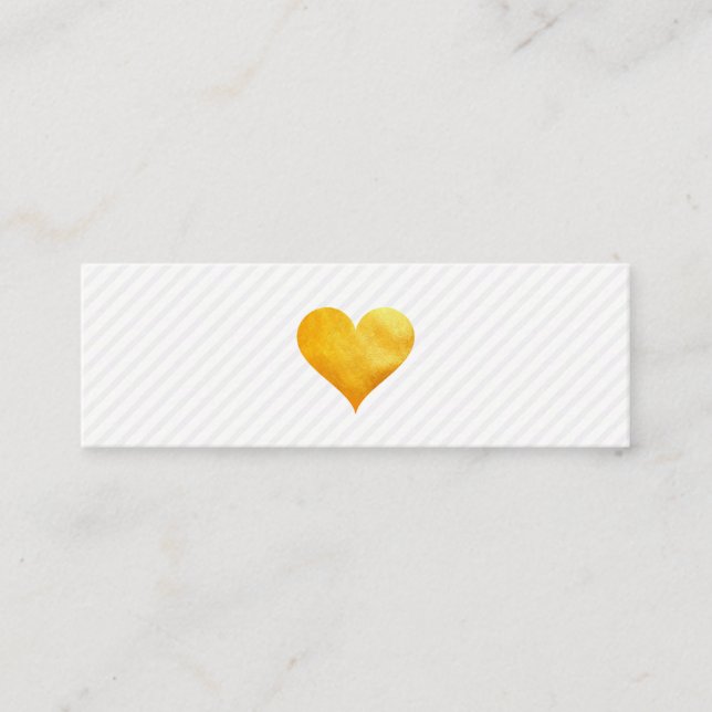 Cutesy Gold Heart Strip Muster Mini Visitenkarte (Vorderseite)