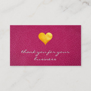 Cutesy Gold Heart Vielen Dank Rosa Leder Treuekarte