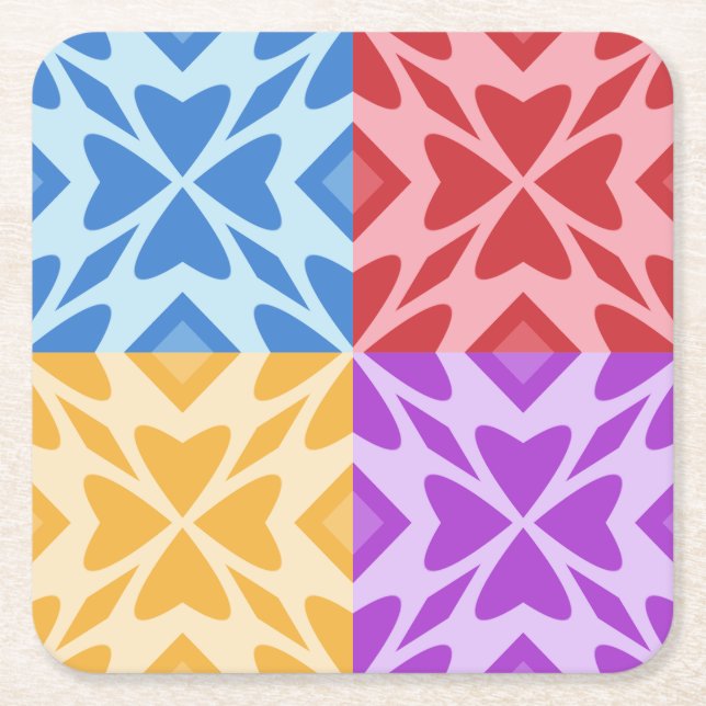 Cutesy Multicolor Hearts for Valentine's Day Rechteckiger Pappuntersetzer (Vorderseite)