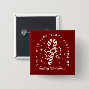 Cutesy Weihnachtscreme Zuckerrohrbogen rot Button