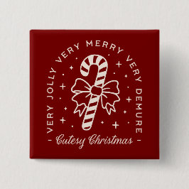 Cutesy Weihnachtscreme Zuckerrohrbogen rot Button