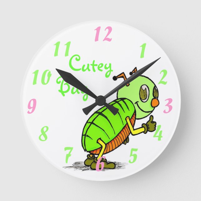 Cutey Bug Wall Clock Runde Wanduhr (Vorderseite)