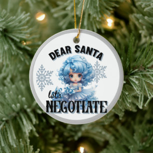 Cutie Blue Dear Santa Weihnachten Keramik Ornament