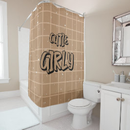 Cutie Girly Brown Gingham Shower Curtain Duschvorhang