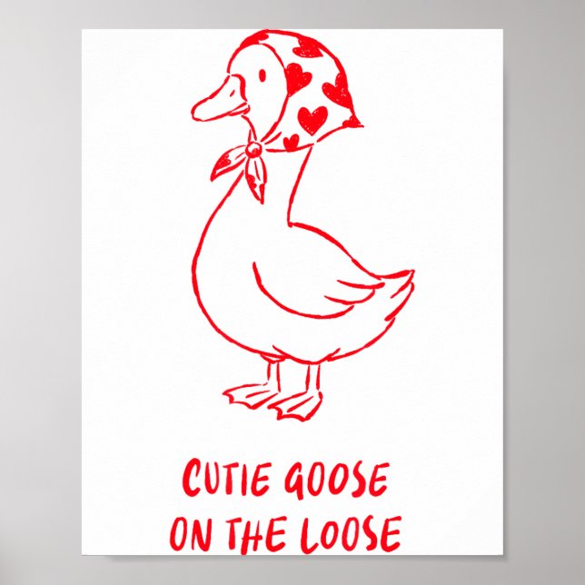 Cutie Goose Valentine Hearts Bandana Cute Barnyard Poster (Vorne)