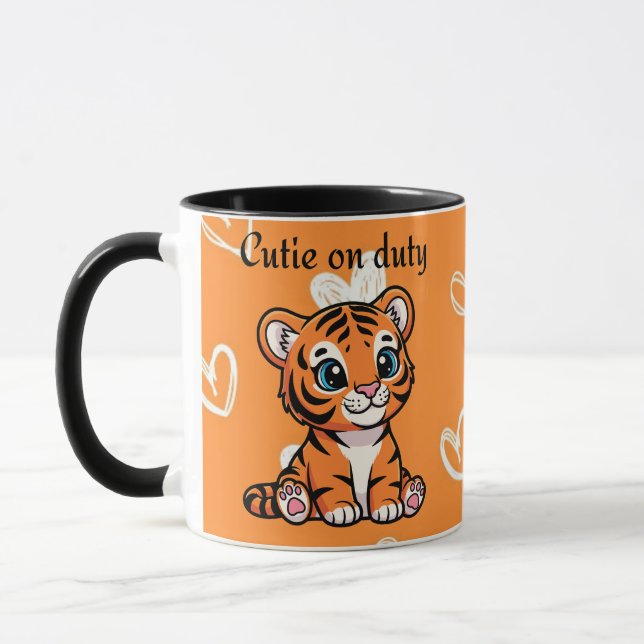 Cutie on Duty Pillow | Cute Baby Tiger Design Tasse (Links)