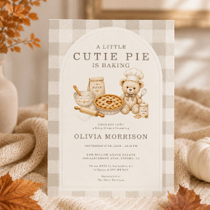 Cutie Pie backt Herbst-Gingham-Baby-Party Einladung
