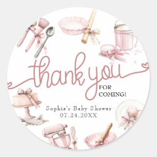 Cutie Pie   Danke für die rosa Baby Shower für Mäd Runder Aufkleber