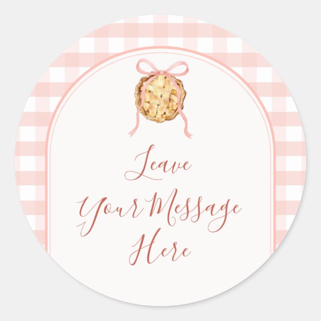 Cutie Pie Pastel Pink Bow Baby Shower Your Message Runder Aufkleber (Vorderseite)