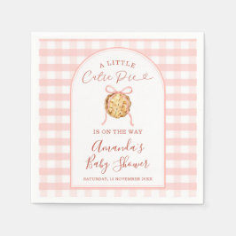 Cutie Pie Pastel Pink Bow Gingham Fall Baby Shower Serviette