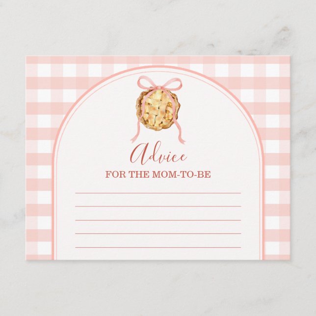 Cutie Pie Pastel Pink Gingham Advice For Mommy Begleitkarte (Vorderseite)