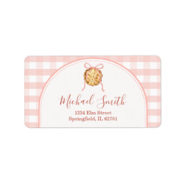 Cutie Pie Pastel Pink Gingham Baby Shower Address Adressaufkleber