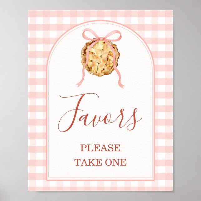Cutie Pie Pastel Pink Gingham Baby Shower Favors Poster (Vorne)