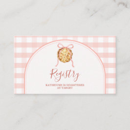 Cutie Pie Pastel Pink Gingham Baby Shower Registry Begleitkarte