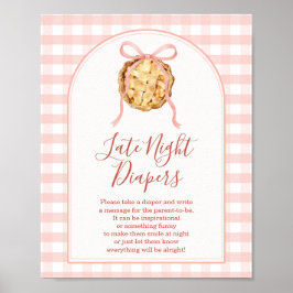 Cutie Pie Pastel Pink Gingham Late Night Diapers Poster