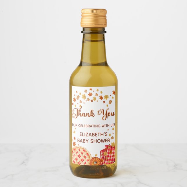 Cutie Pie Pumpkin Fall Baby Shower Thank You Weinetikett (Vorderseite)