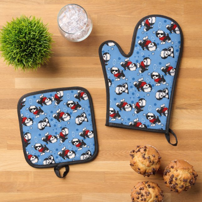 Cutieface Havanese Oven Mitt & Pot Holder Set (Oben Unten)