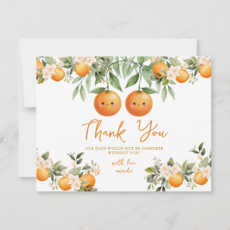 Cuties Orange Zwei kleine Zwillinge Baby Shower Fl Dankeskarte
