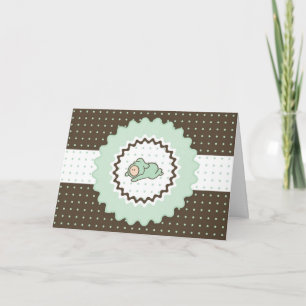 Cutietoots Baby Shower Einladung, grün und braun Einladung