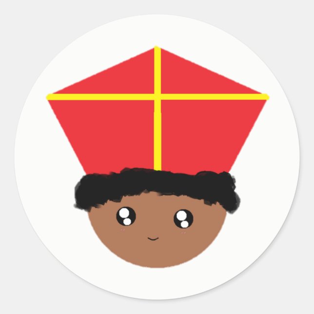 Cutiful Kids Art St. Nicholas Miter Zwarte Piet Runder Aufkleber (Vorderseite)