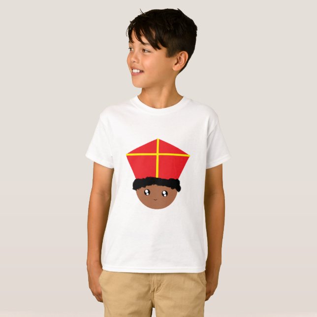 Cutiful Kids Art St. Nicholas Miter Zwarte Piet T-Shirt (Vorne ganz)