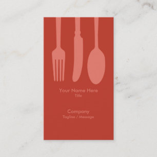 Cutlery Cafe Business Card (Dk Retro Red) Visitenkarte