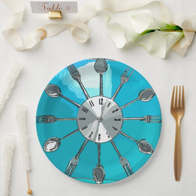 Cutlery O'clock Plate Pappteller (Hochzeit)