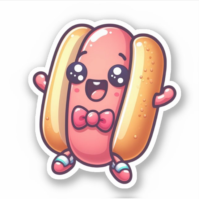 Cutness Overload Kawaii Hotdog Aufkleber (Vorderseite)
