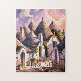 Cutom Alberobello Trulli Houses Italy Watercolor Puzzle