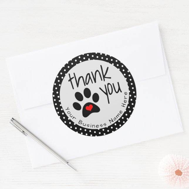 Cutom Black Dog Paw Print Danke Stickers (Umschlag)