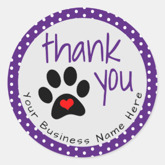 Cutom Lila Dog Paw Drucken Danke Stickers