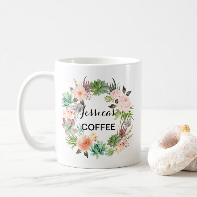 Cutom Name Tasse, Personalisiert Name Tasse, Flora Tasse (Mit Donut)