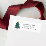 Cutout Christmas Tree | Ferien-Rücksendeadresse<br><div class="desc">Einfach und doch festlich präsentieren sich unsere Rücksendeadressen-Aufkleber in einer modernen Weihnachtsbaumillustrierung in Fichtengrün mit einem goldgelben Stern. Personalisieren Sie Ihre Rücksendeadresse in schwarzen Serifenbuchstaben.</div>