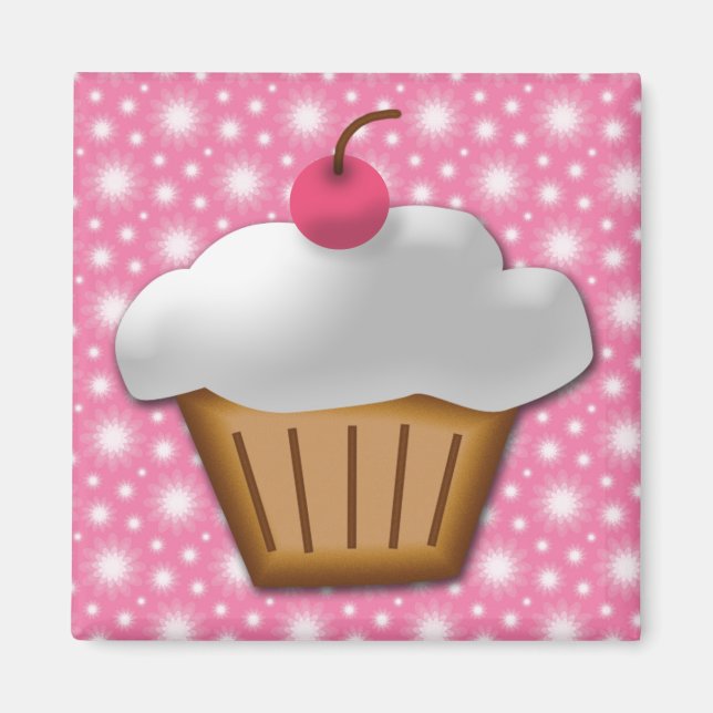 Cutout Cupcake mit rosa Kirsche oben Magnet (Vorne)