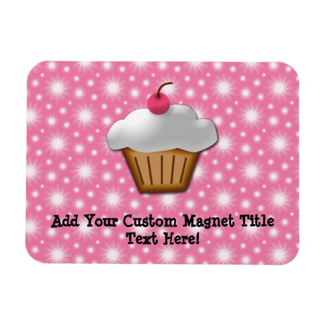 Cutout Cupcake mit rosa Kirsche oben Magnet (Horizontal)