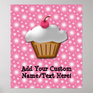 Cutout Cupcake mit rosa Kirsche oben Poster