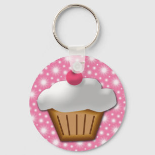 Cutout Cupcake mit rosa Kirsche oben Schlüsselanhänger