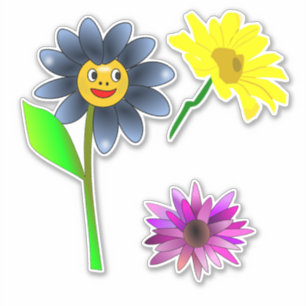 Cutout Happy Blume Vinyl Aufkleber Blatt