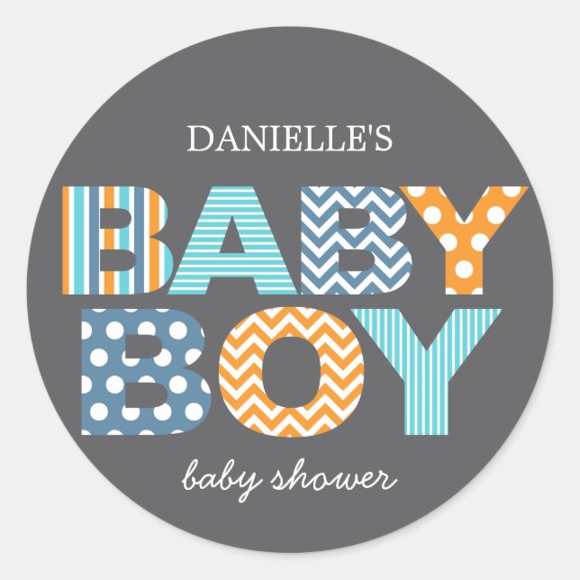 Cutout Letters Baby Dusche Gefallen Sticker (Vorderseite)