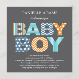 Cutout Letters Baby Shower Einladung - Junge