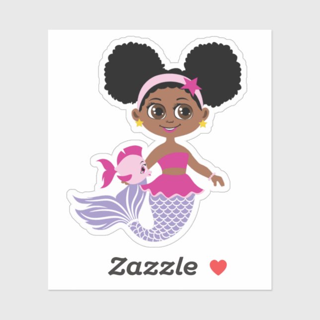Cutout Mermaid Sticker - Afro Puff Girl (Blatt)