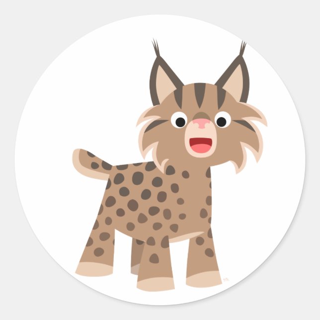 Cutte Happy Cartoon Lynx Sticker (Vorderseite)
