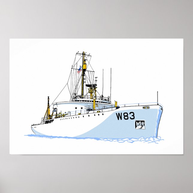 Cutter Mackinaw (W-83) der US-Küstenwache früh Poster (Vorne)