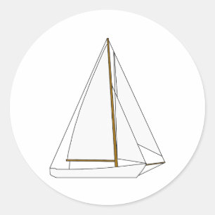 Cutter Sailboat Illustration Runder Aufkleber