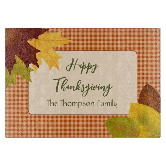 Cutting Board für den Erntedank Herbst Gingham Schneidebrett (Vorderseite)