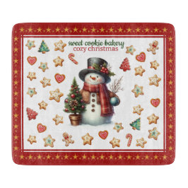 Cutting Board Square Snowman and Christmas Cookies Schneidebrett