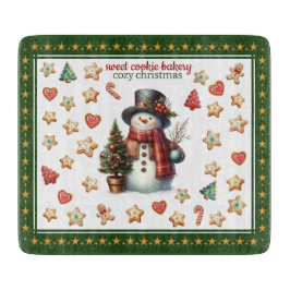 Cutting Board Square Snowman and Christmas Cookies Schneidebrett