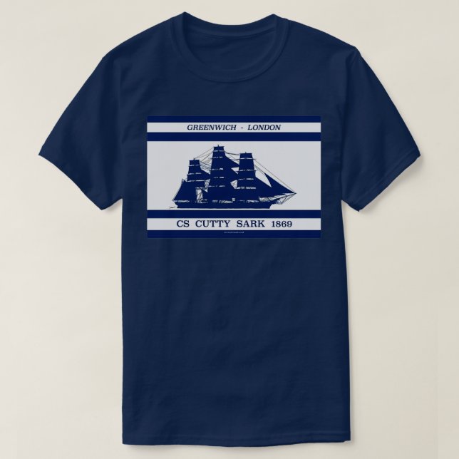 Cutty Sark auf blau weiß 3 T-Shirt (Design vorne)