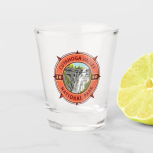 Cuyahoga Valley Nationalpark Retro Kompass Emblem Schnapsglas