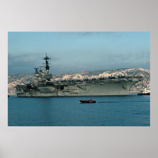 CV-59 "USS Forrestal" mit Flügel, Hafen vis Poster (Vorne)